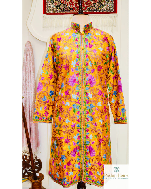 Silk Ari Poshkaar Jali Long Jacket