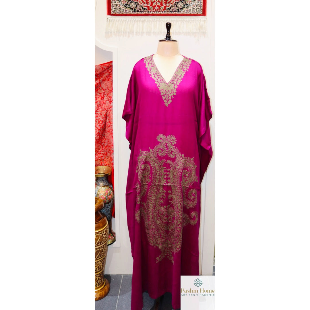 Pink Fine Wool Long Kaftaan